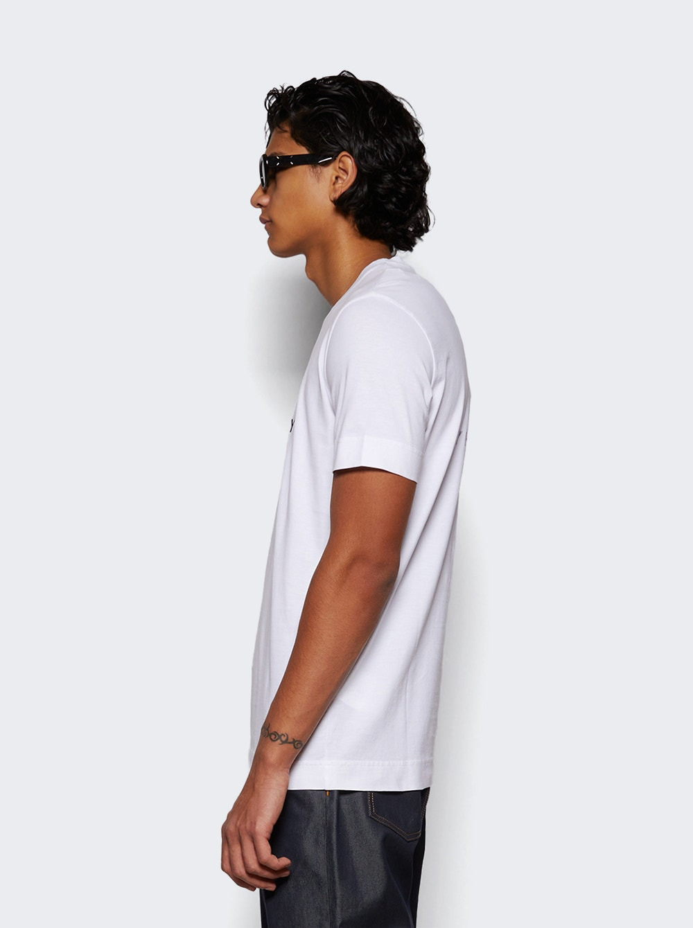 Slim Fit Reverse Print Tee White - 4