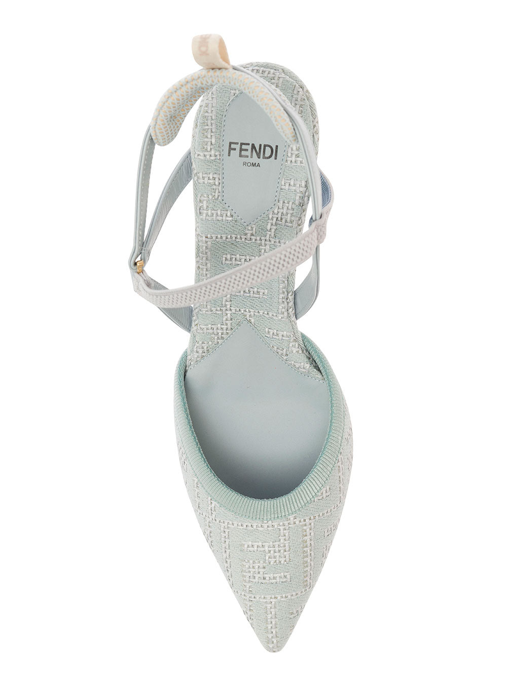 Fendi Women 'Colibrì Lite' Light Blue Slingacks With Jacquard Ff Motif In Cotton And Leather Woman - 4