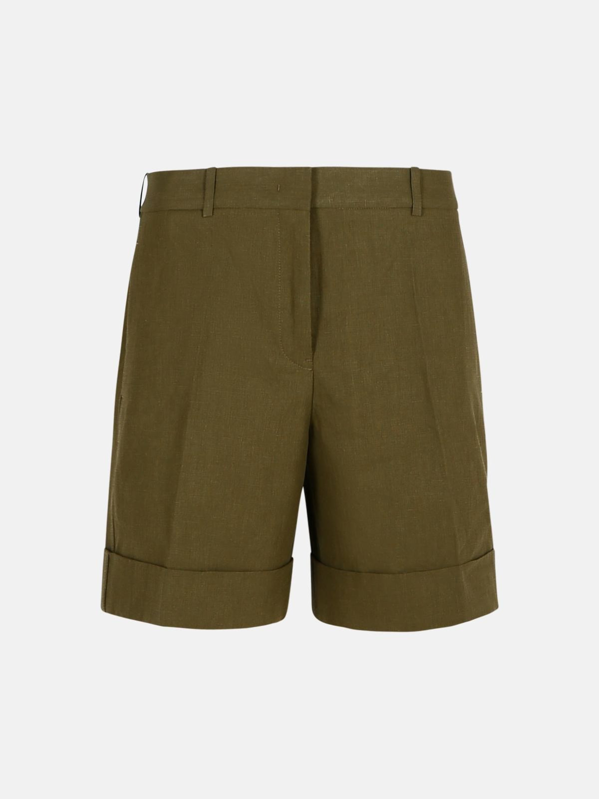 GREEN LINEN SHORTS - 1
