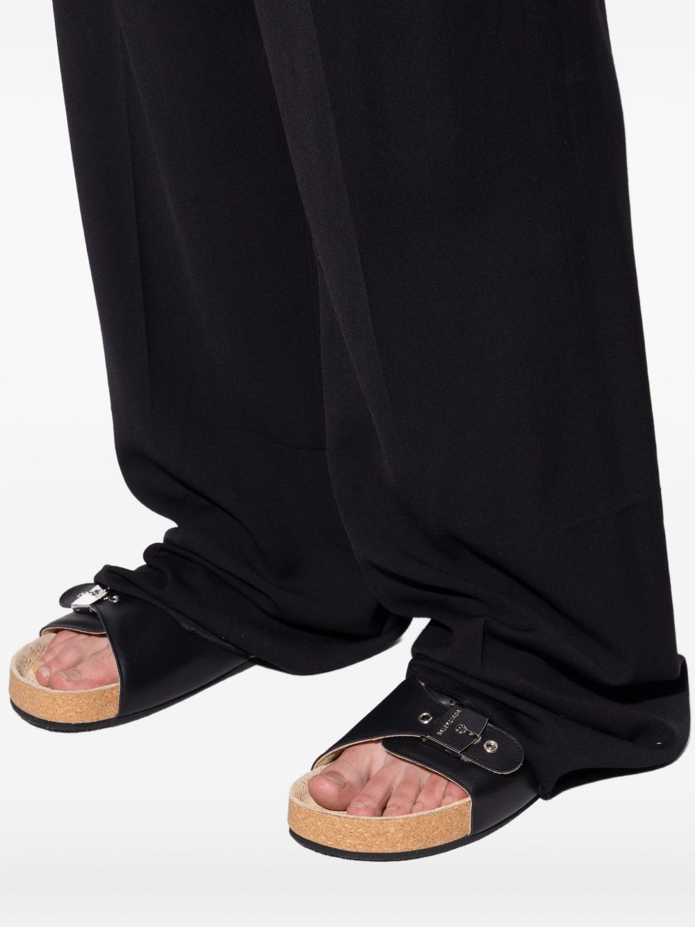 buckle-fastening leather slides - 4