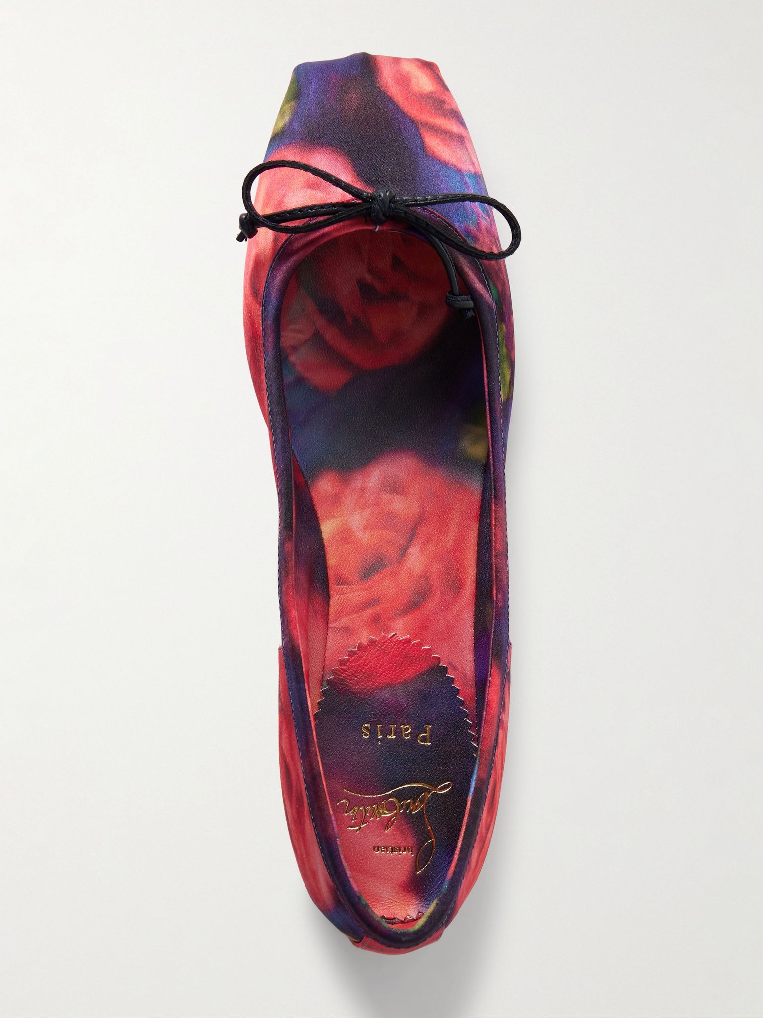 Mamadrague bow-detailed floral-print satin-crepe ballet flats Red - 5