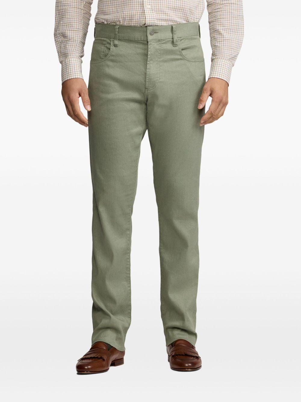 cotton-linen denim pants - 3
