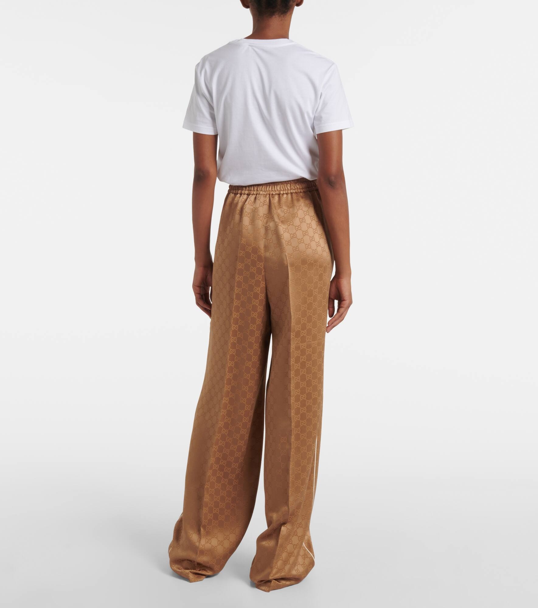 GG jacquard satin wide-leg pants - 3