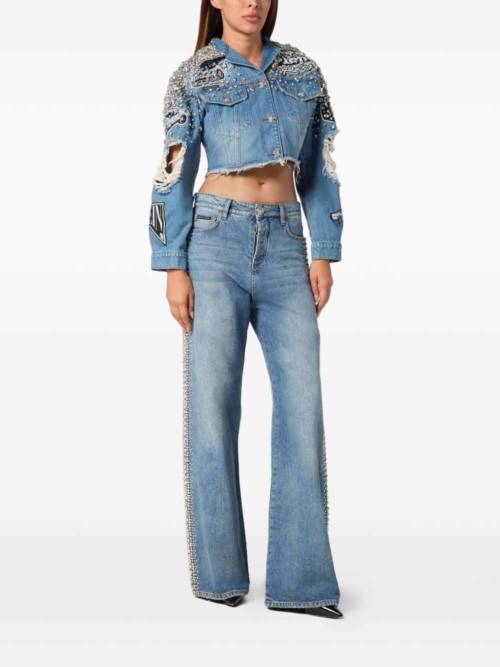 cropped denim jacket - 2