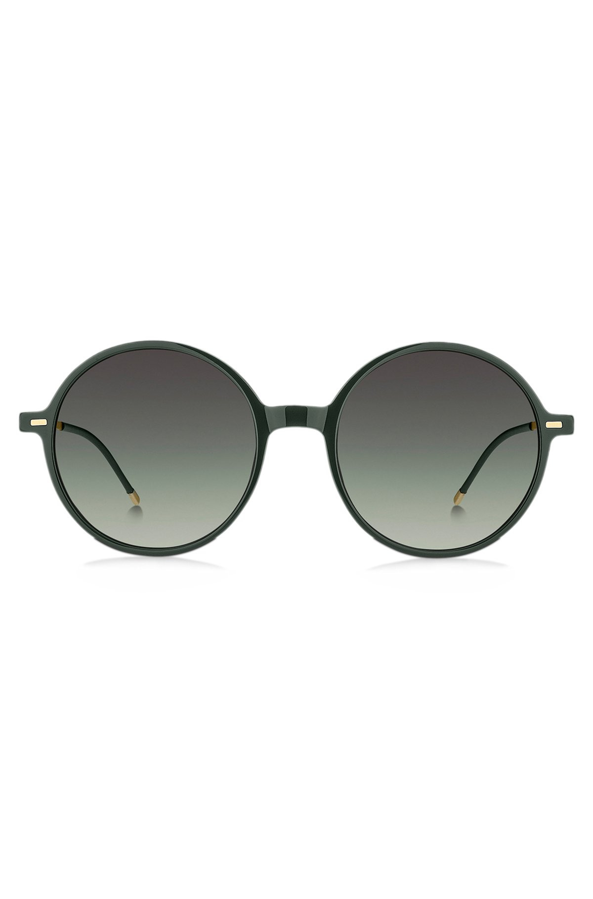 ROUND-FRAME SUNGLASSES IN GREEN ACETATE WITH BRANDED CHAIN - 3