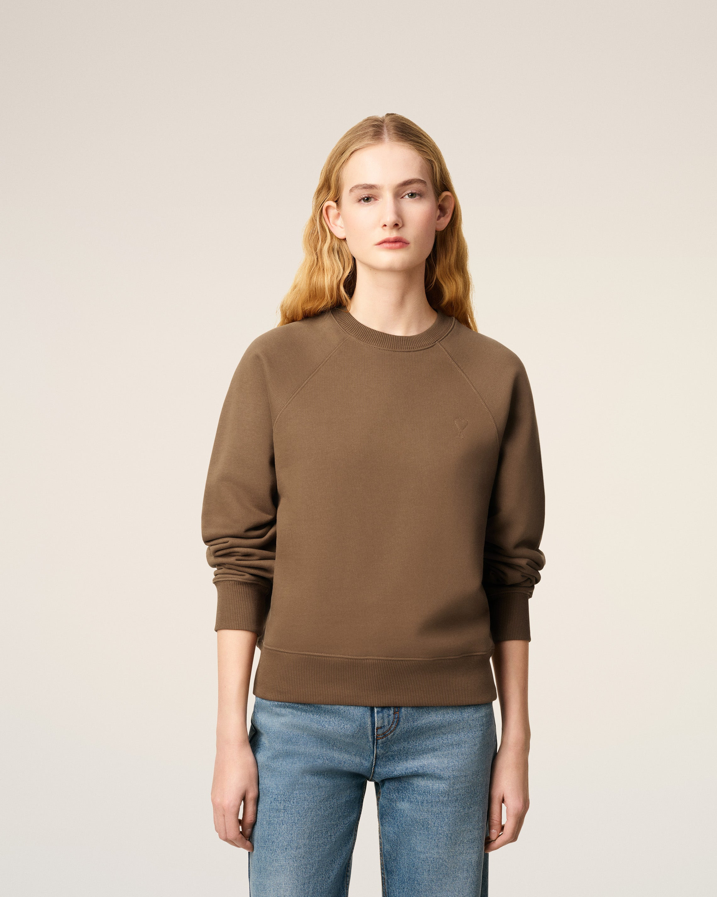 BROWN COTTON AMI DE COEUR SWEATSHIRT - 3