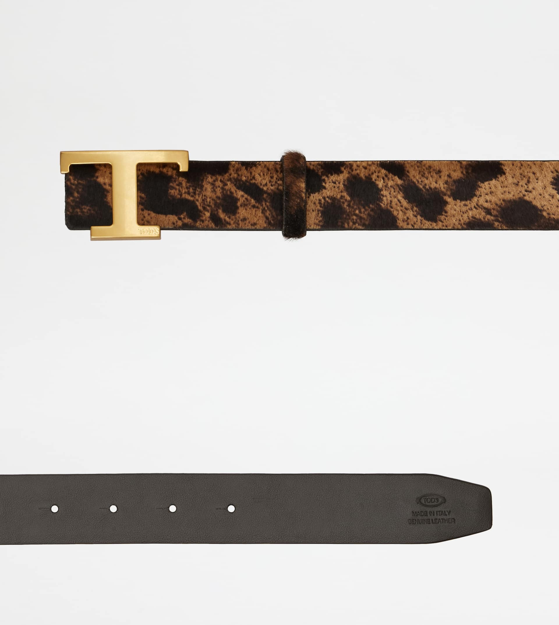 T TIMELESS REVERSIBLE BELT IN PONY EFFECT LEATHER - BROWN - 3