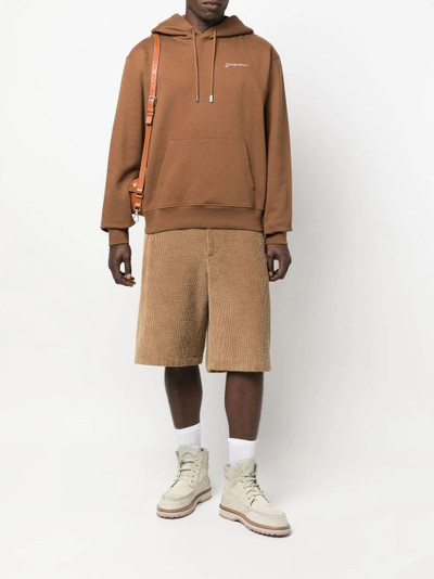 JACQUEMUS embroidered-logo organic cotton hoodie outlook