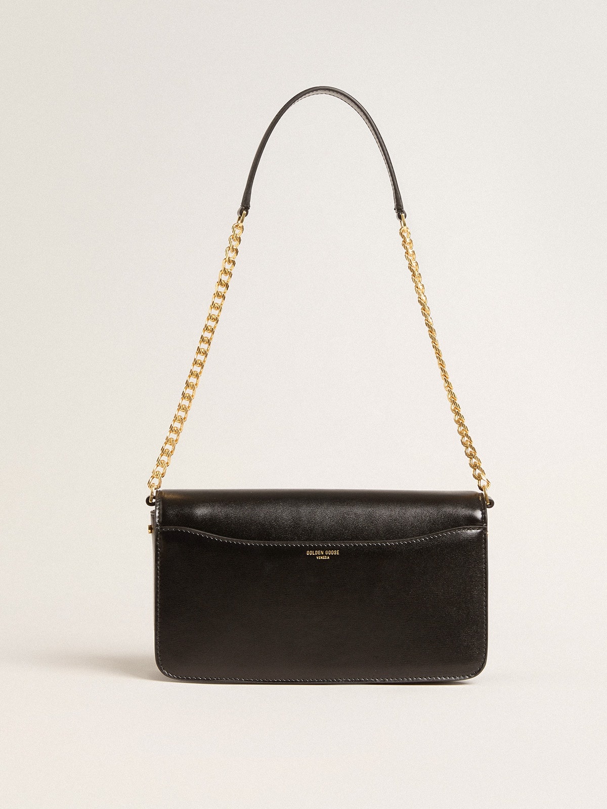 Gioia Bag in black boarded leather with gold details - 4