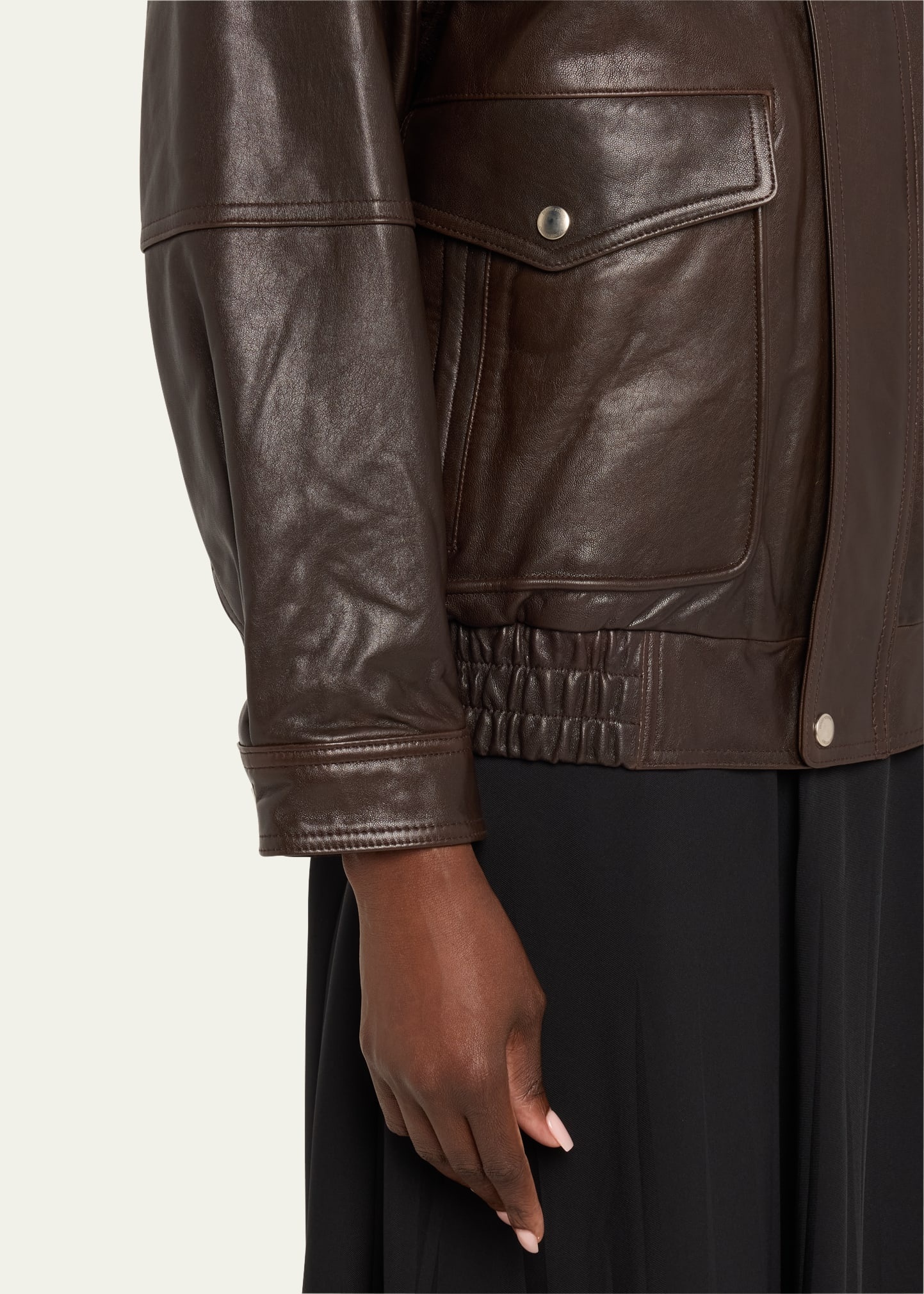 Vintage-Inspired Blouson Leather Jacket - 5