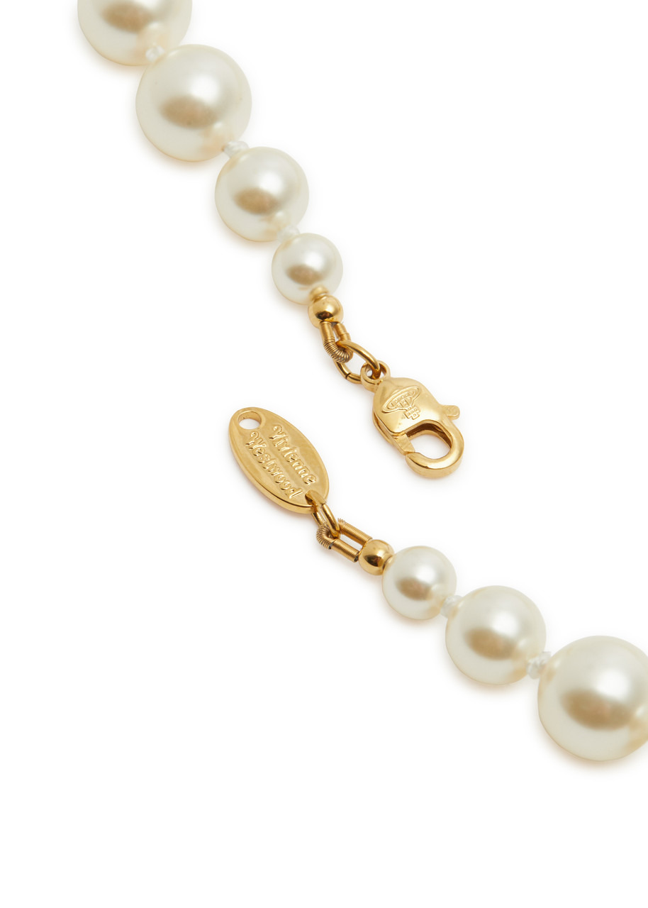 Bas Relief orb faux pearl choker - 4