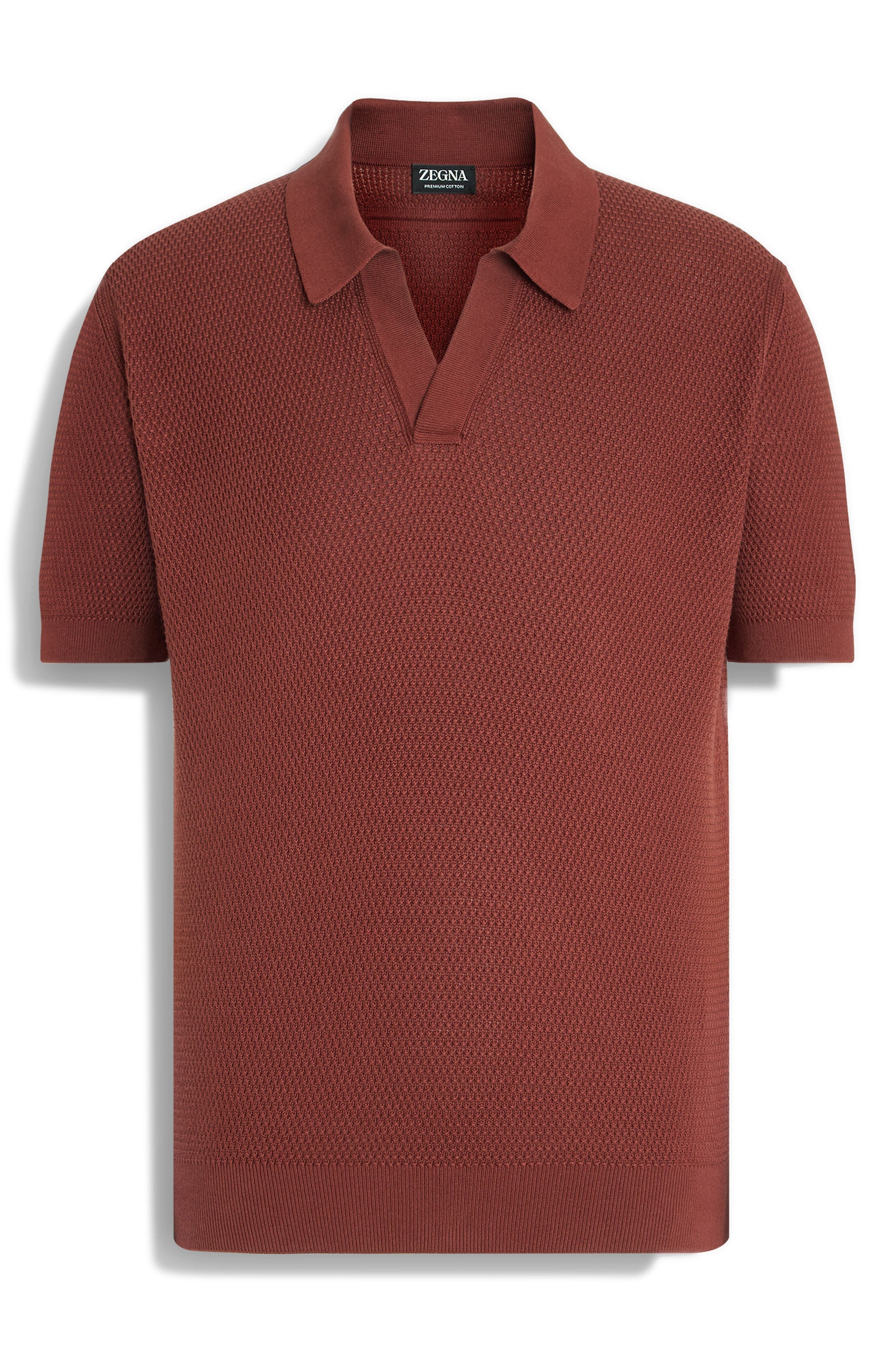 ZEGNA Waffle Knit Premium Cotton Polo Sweater in Medium Orange Solid at Nordstrom - 4