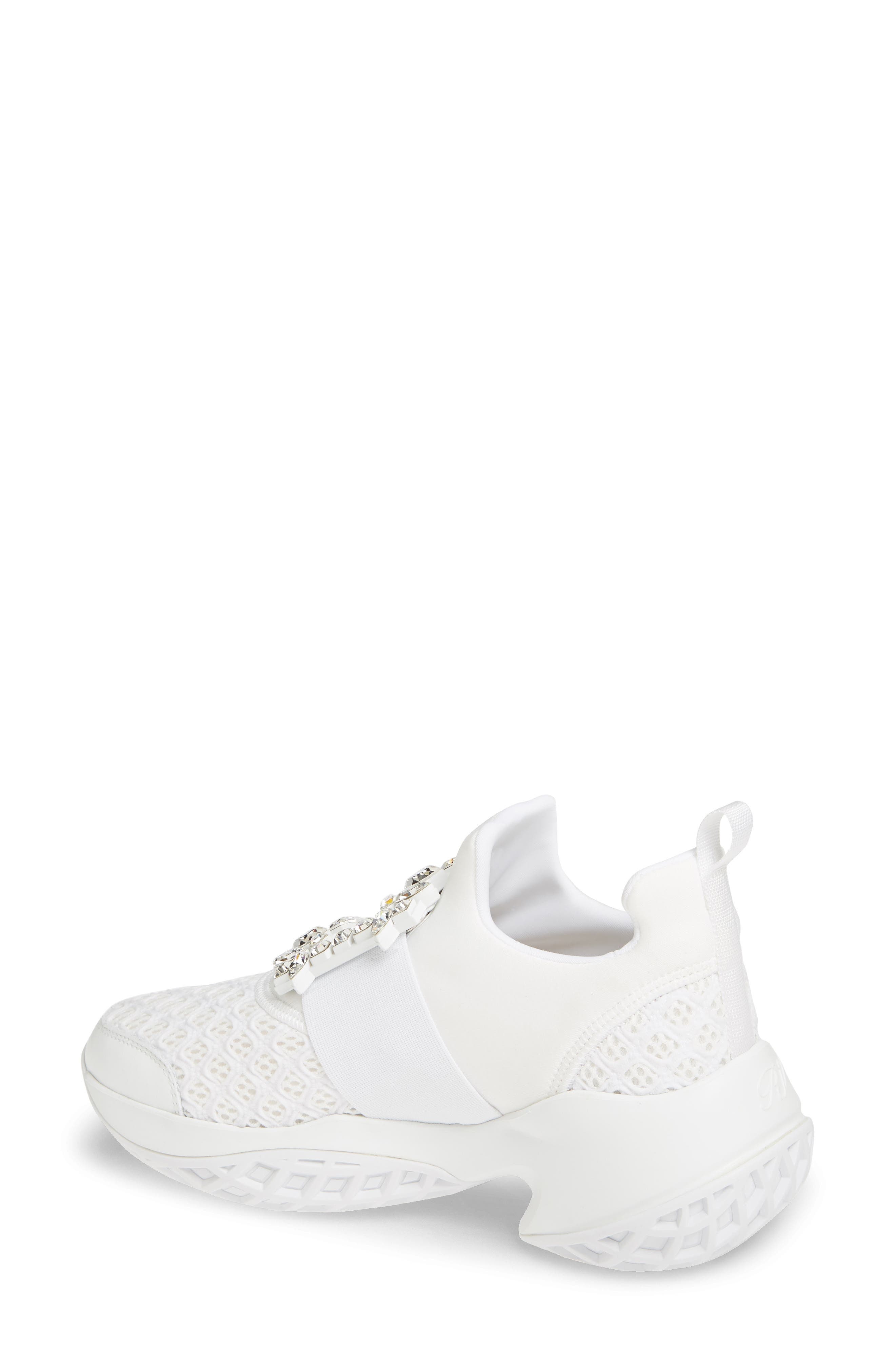Roger Vivier Viv Crystal Buckle Slip-On Sneaker in White at Nordstrom - 2