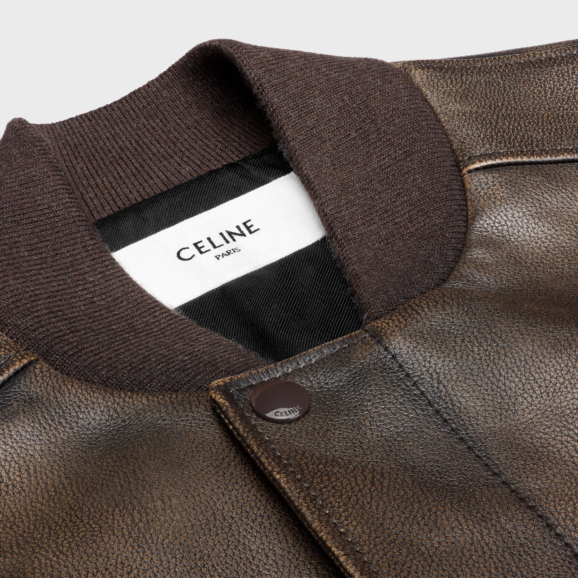 aviator teddy jacket in grained calfskin - 3