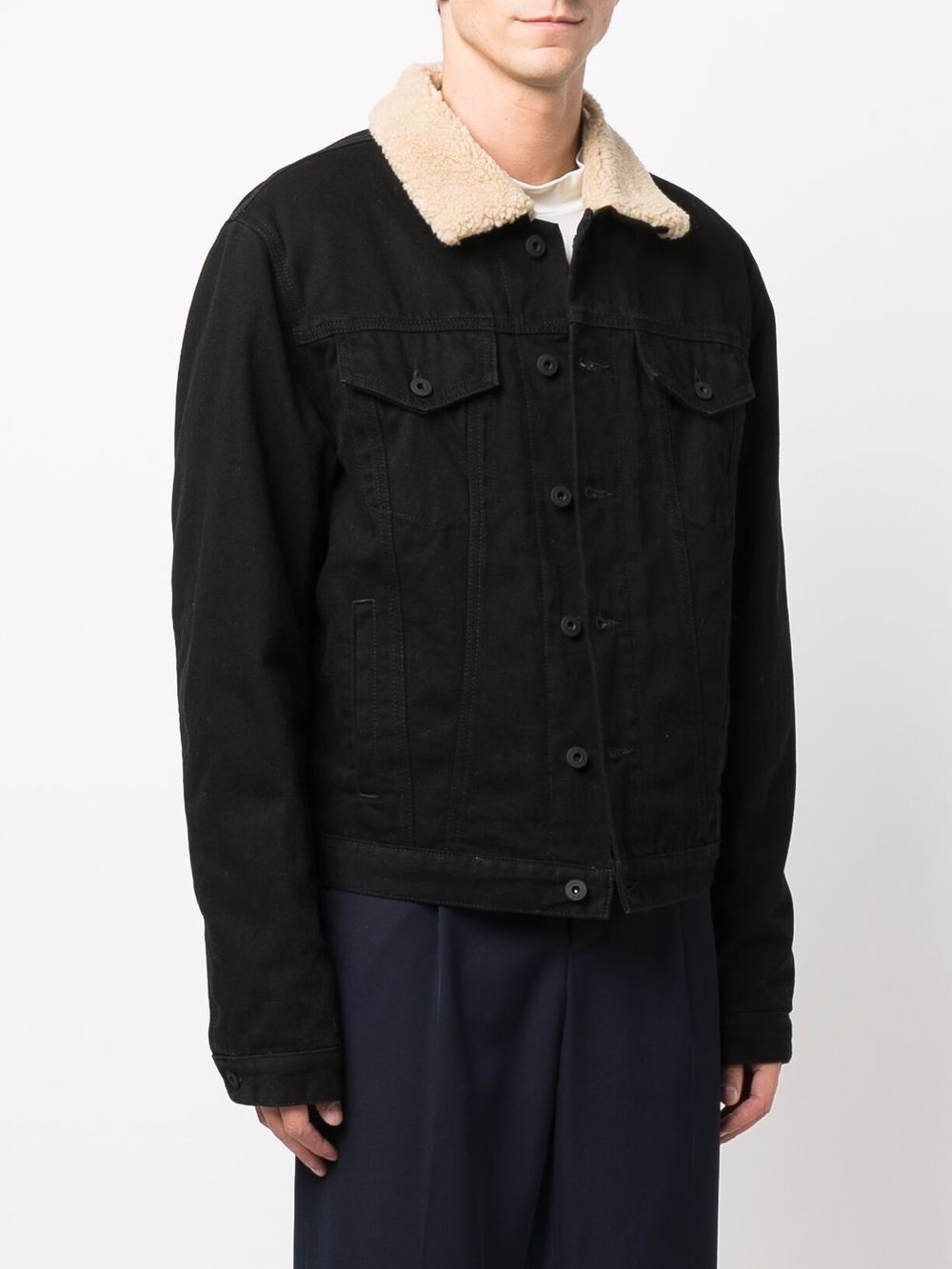 contrast-collar denim jacket - 3