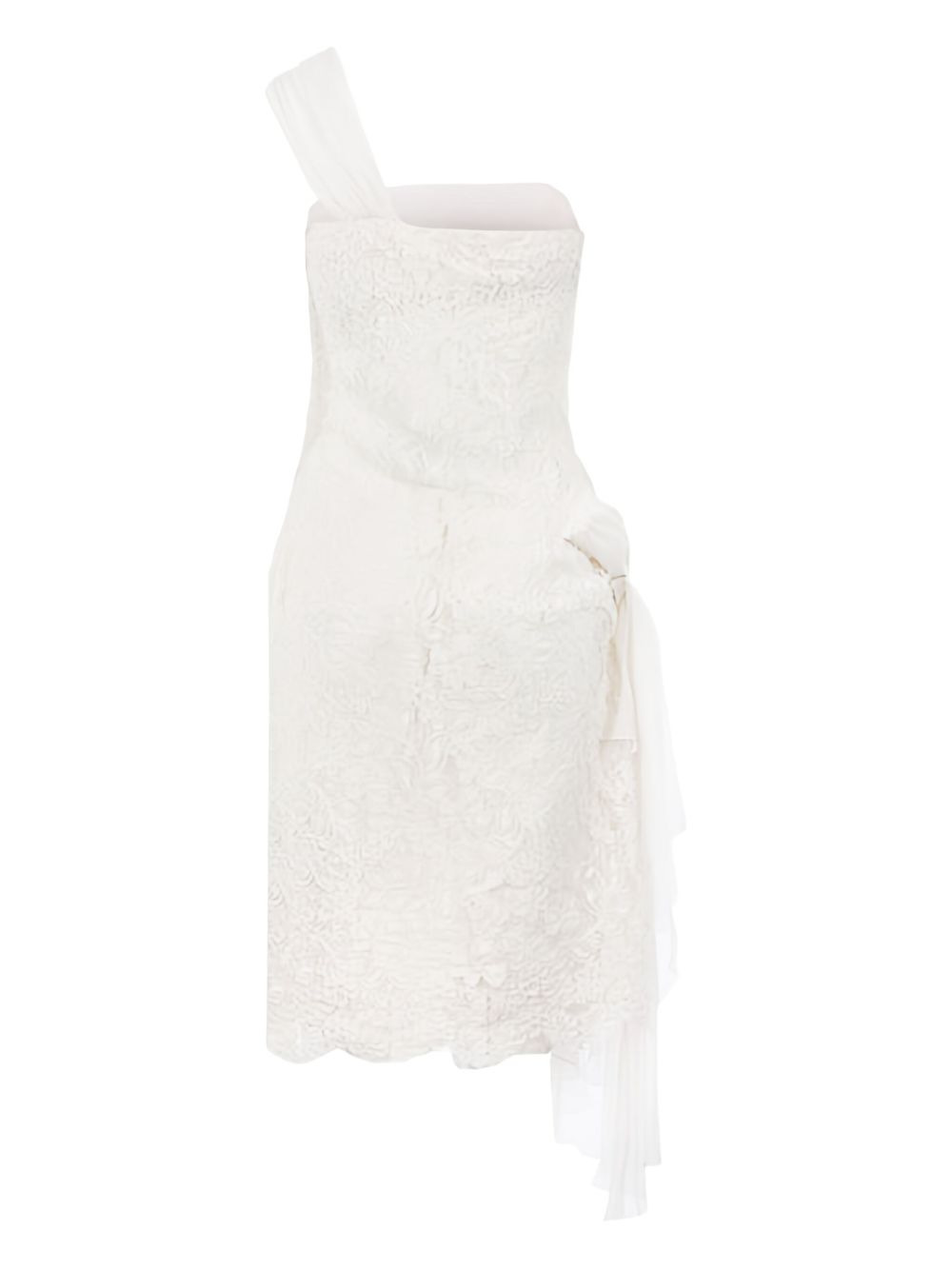 floral lace one-shoulder midi dress - 2