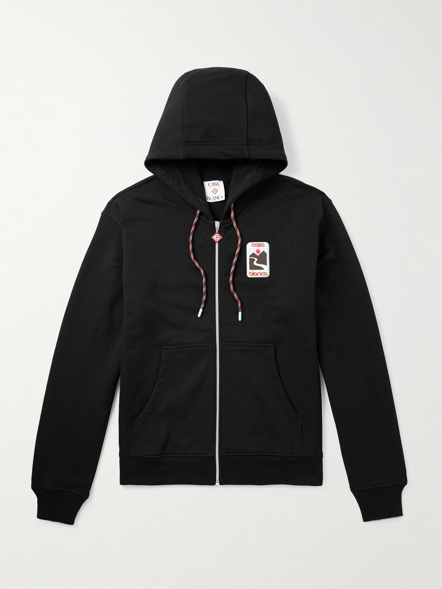 Logo-Appliquéd Cotton-Jersey Zip-Up Hoodie Black - 1