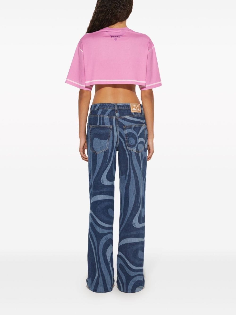 Marmo-print cotton crop top - 4