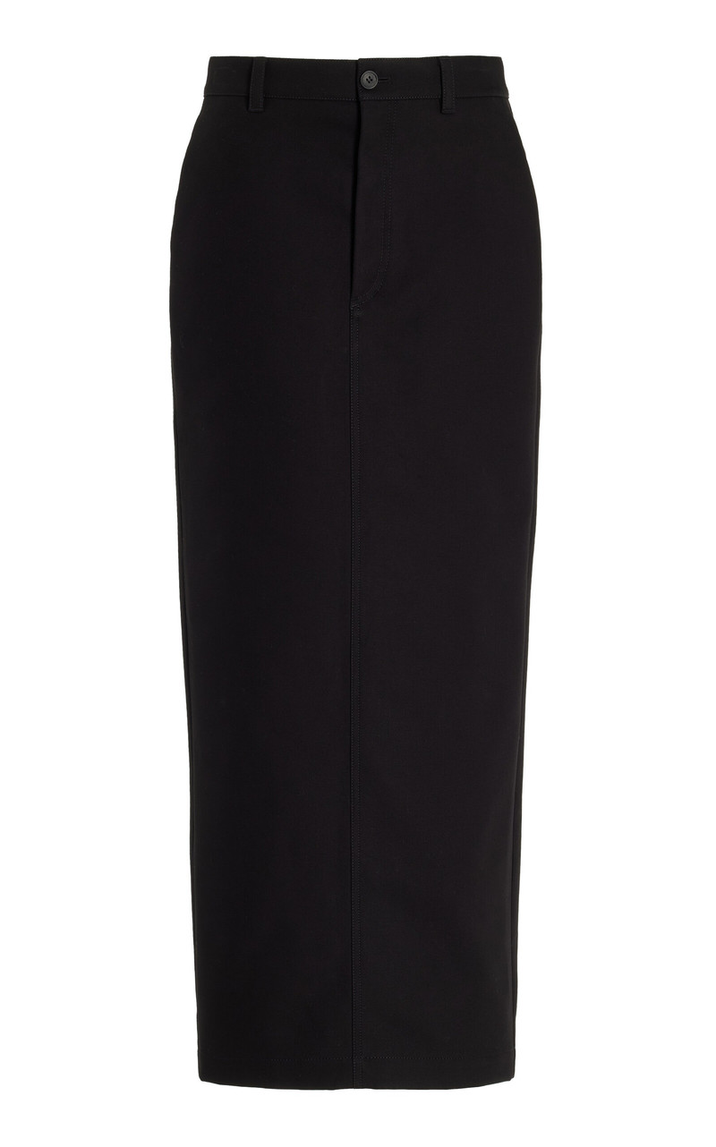 Cotton Drill Maxi Column Skirt black - 1