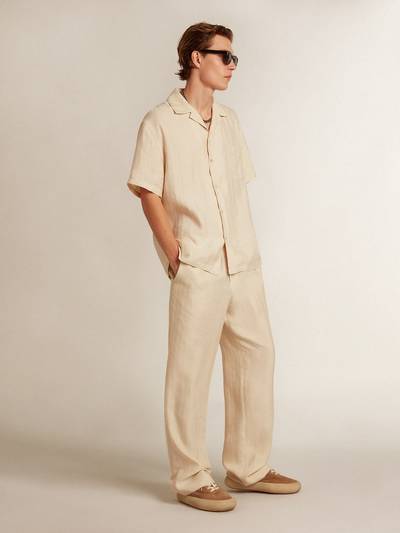 Golden Goose Short-sleeved shirt in parchment-colored linen outlook