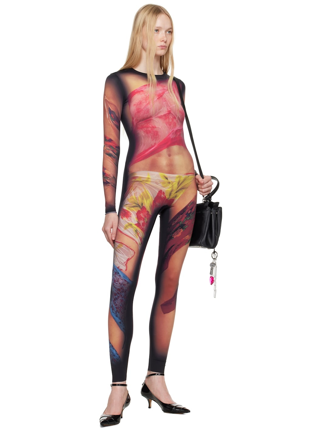 Multicolor Recycled Draped Statue Jersey Unitard - 4