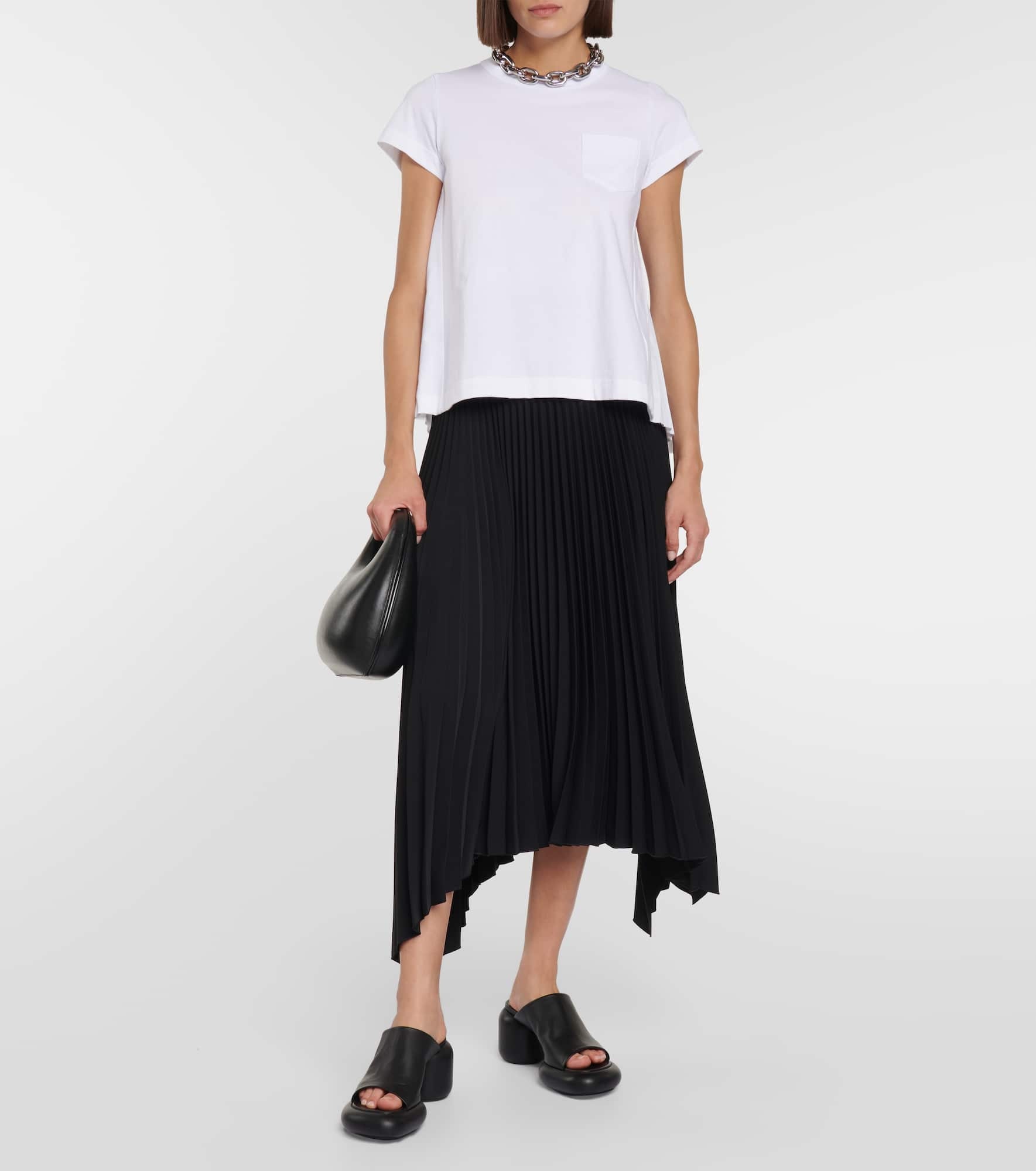 Pleated cotton jersey T-shirt - 2