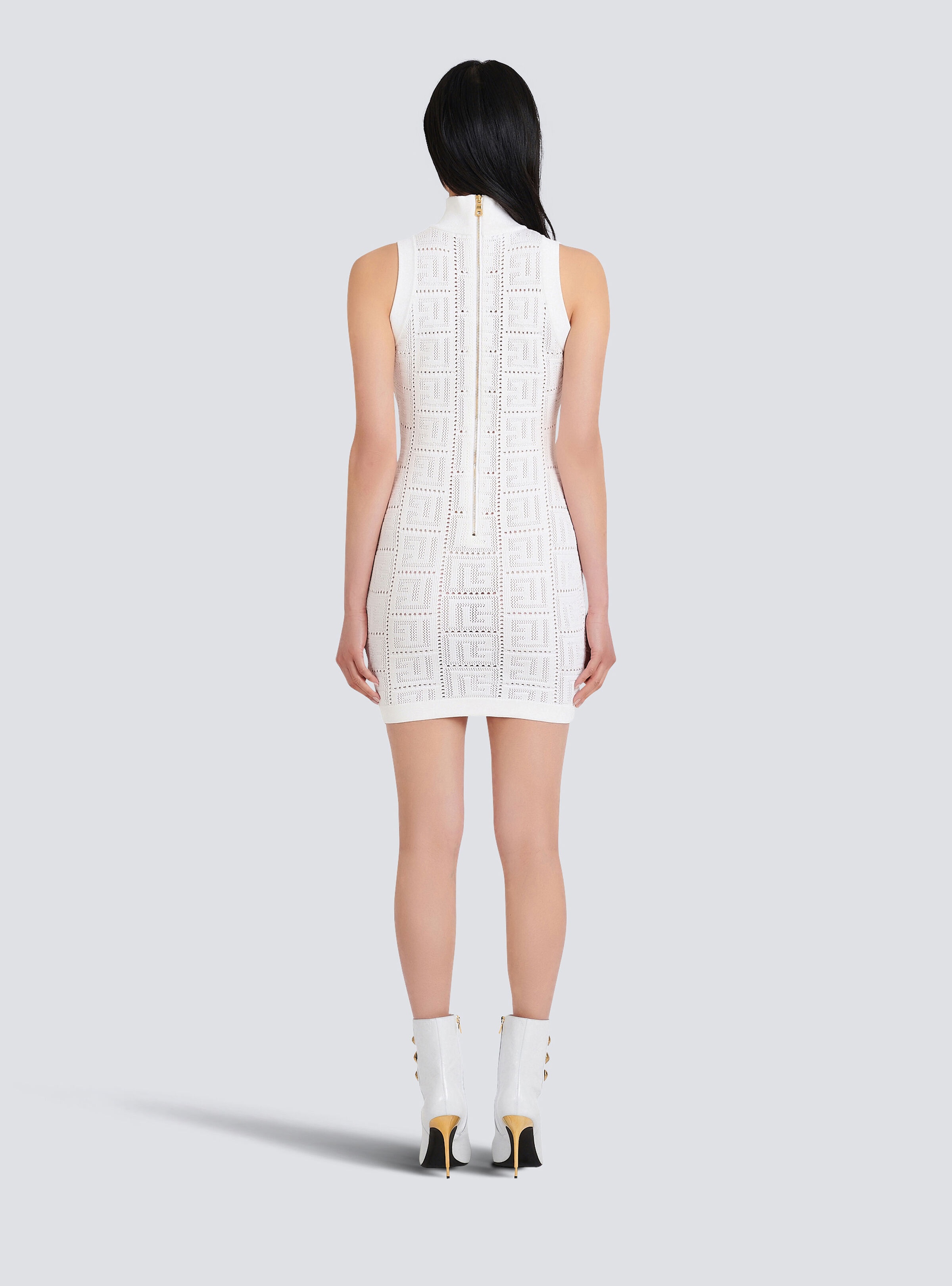 Short eco-designed knit dress with Balmain monogram - 5