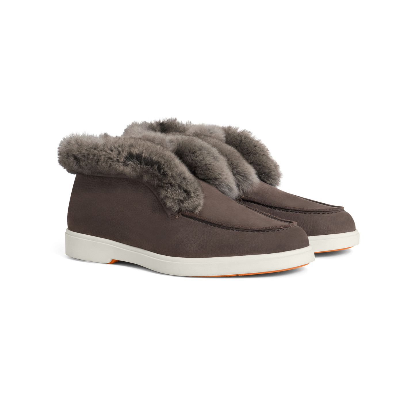 Women’s dark brown nubuck desert boot with fur - 2