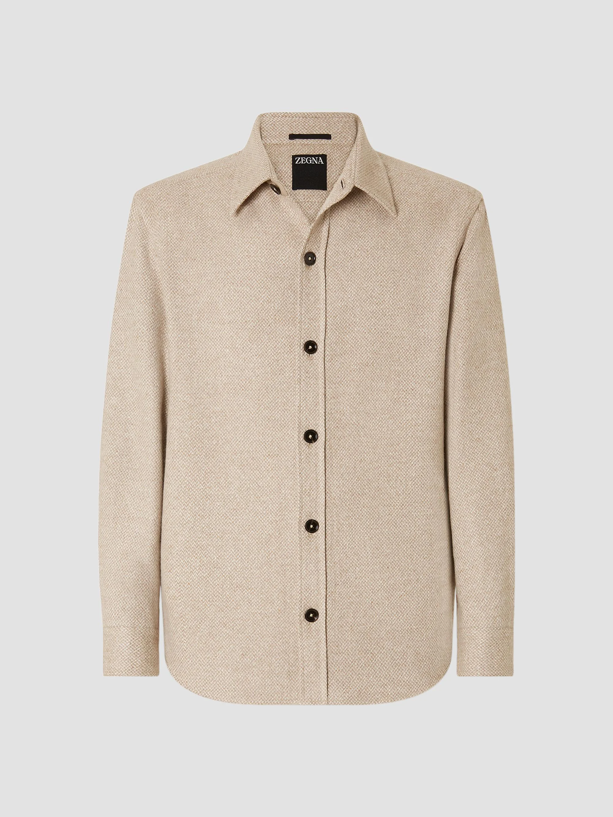 Men's Cashmere and Silk Overshirt - Light Beige - 1