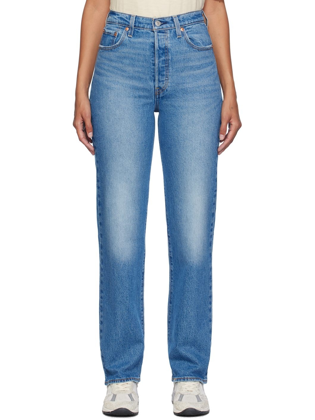 Blue Ribcage Full Length Jeans - 1