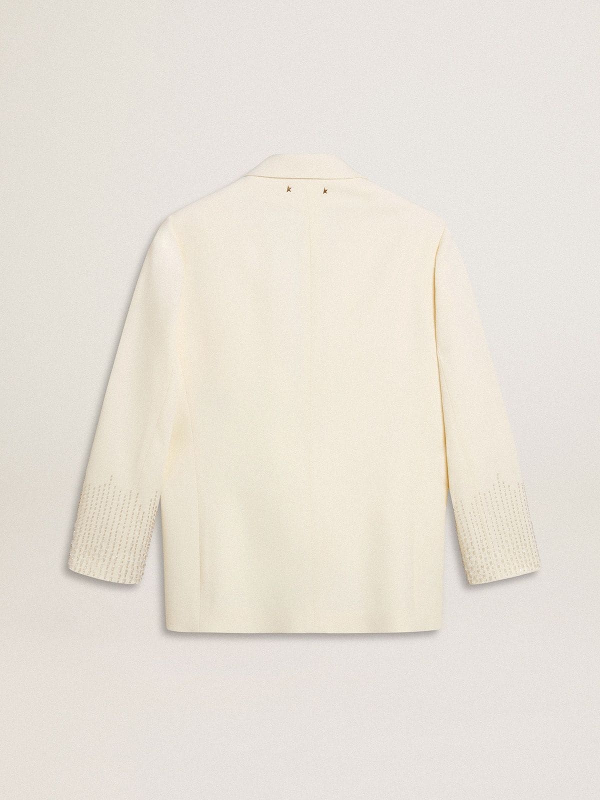 Single-breasted oversize jacket in white with silk effect and embroidery - 6