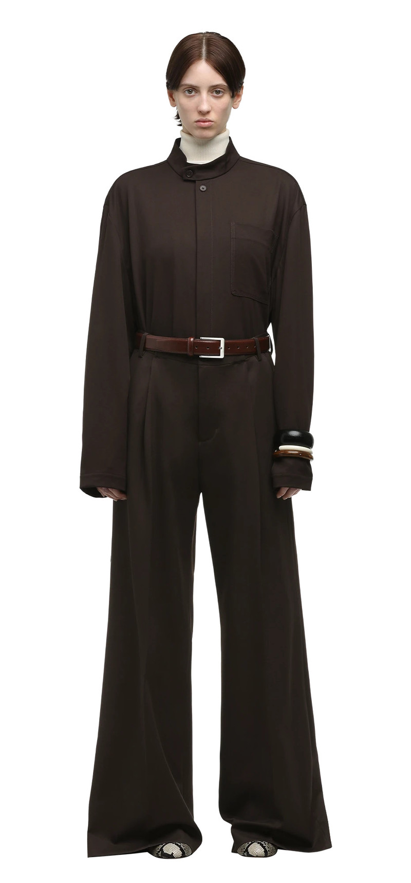 WIDE PLEATED TROUSER TOBACCO 3