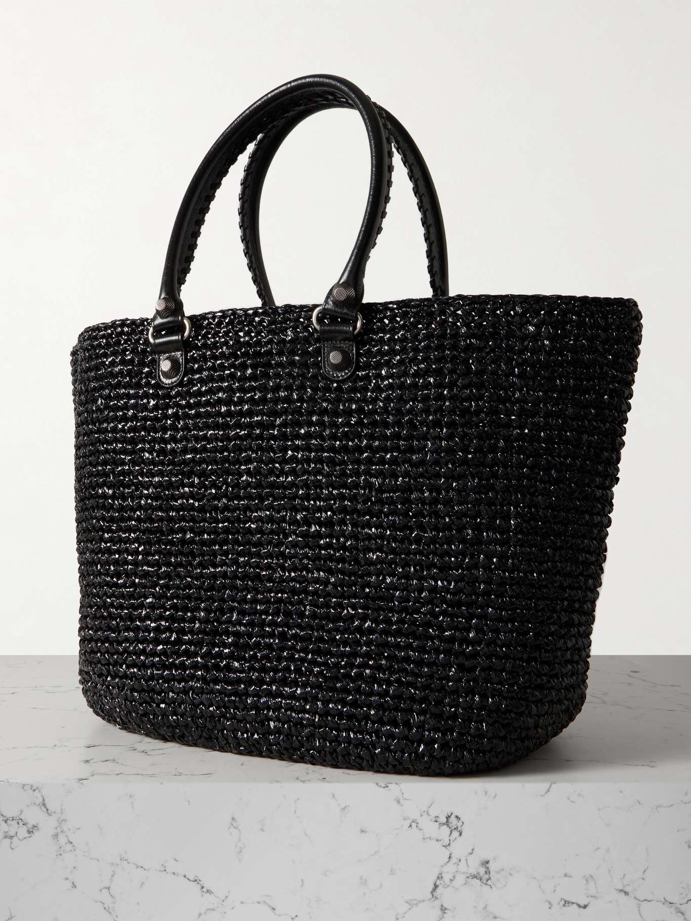 Le Cagole Panier embellished woven patent-leather tote - 3