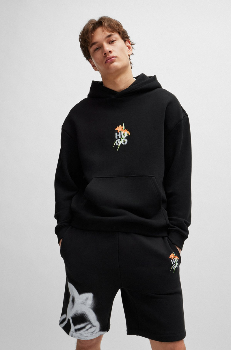 OVERSIZE-FIT HOODIE WITH FLORAL ARTWORK 2