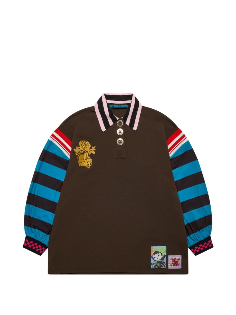striped-sleeve polo top 1