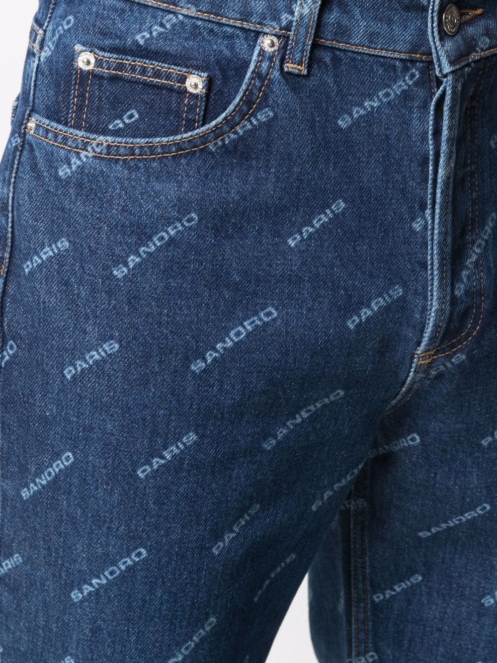 diagonal logo-print straight leg jeans - 5