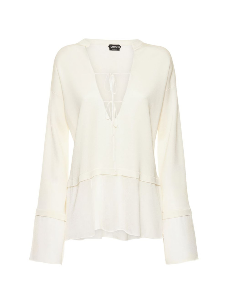 V-neck long-sleeves blouse 1