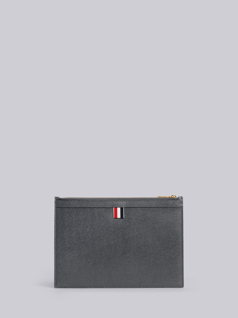 Dark Grey Pebbled Calfskin 4-Bar Applique Small Document Holder 3