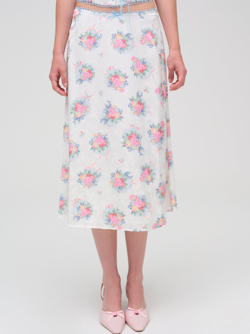 For Love & Lemons Doily Bouquet Midi Skirt outlook