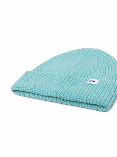 A.P.C. ribbed-knit logo beanie outlook