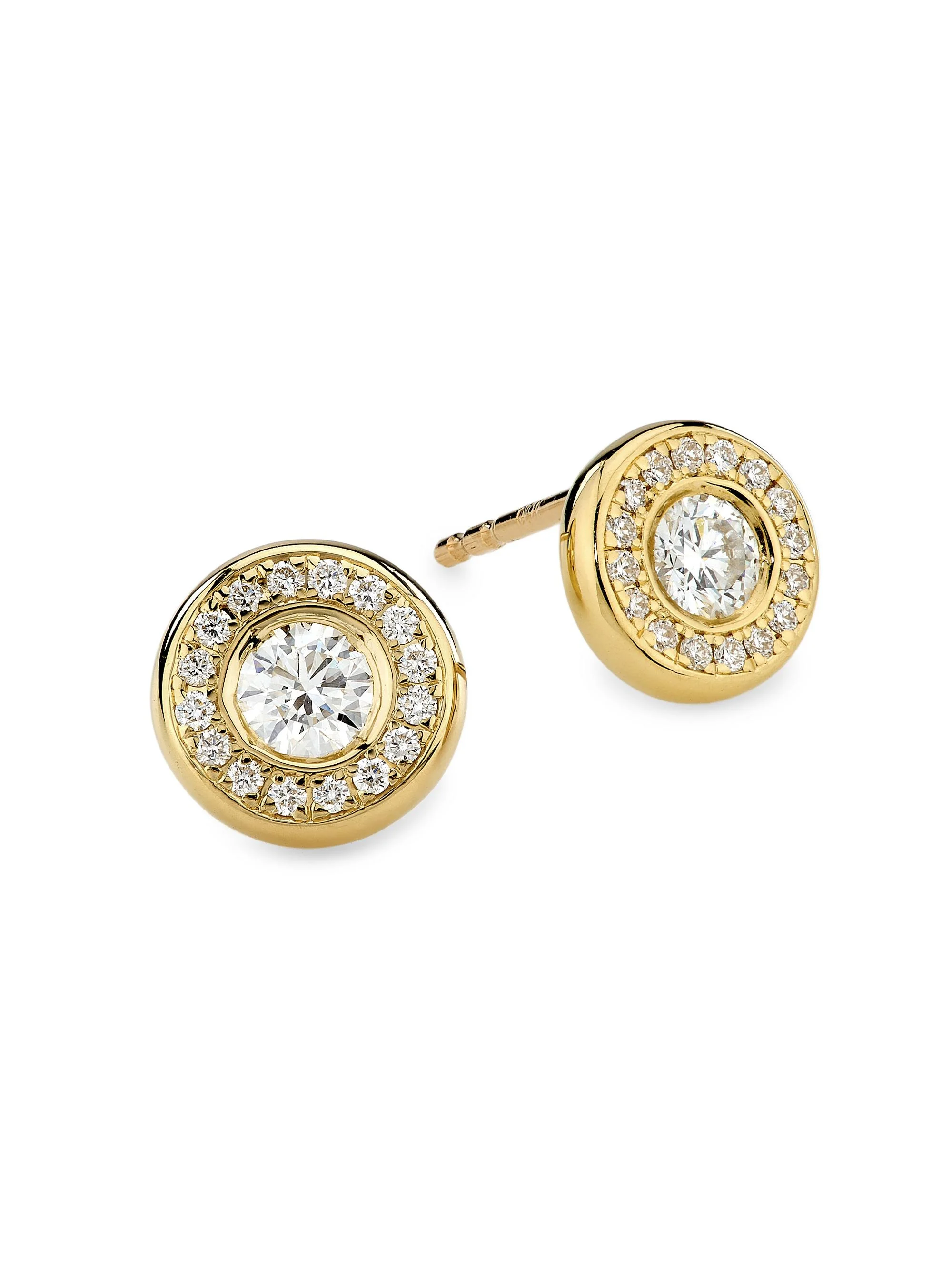 Women's Tiny Treasures 18K Gold & 0.56 TCW Diamond Halo Stud Earrings - Yellow Gold - 1