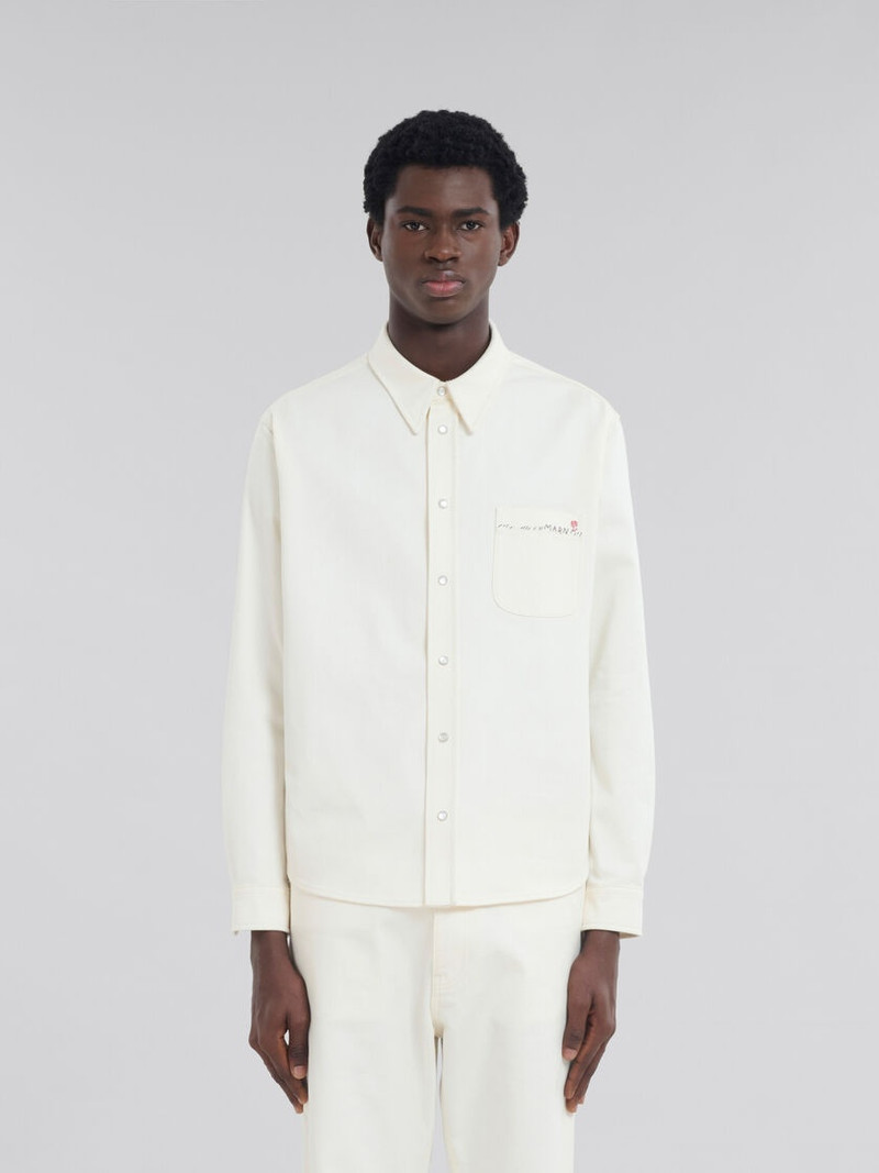 Marni WHITE DRILL SHIRT WITH MARNI MENDING outlook