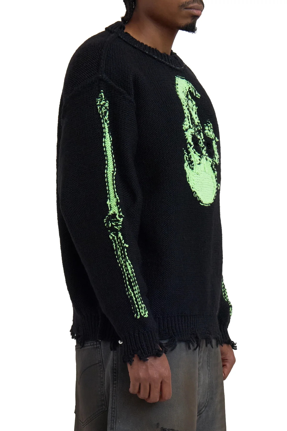 Doublet Glow-In-The-Dark Skull Knit Pullover Black - 5