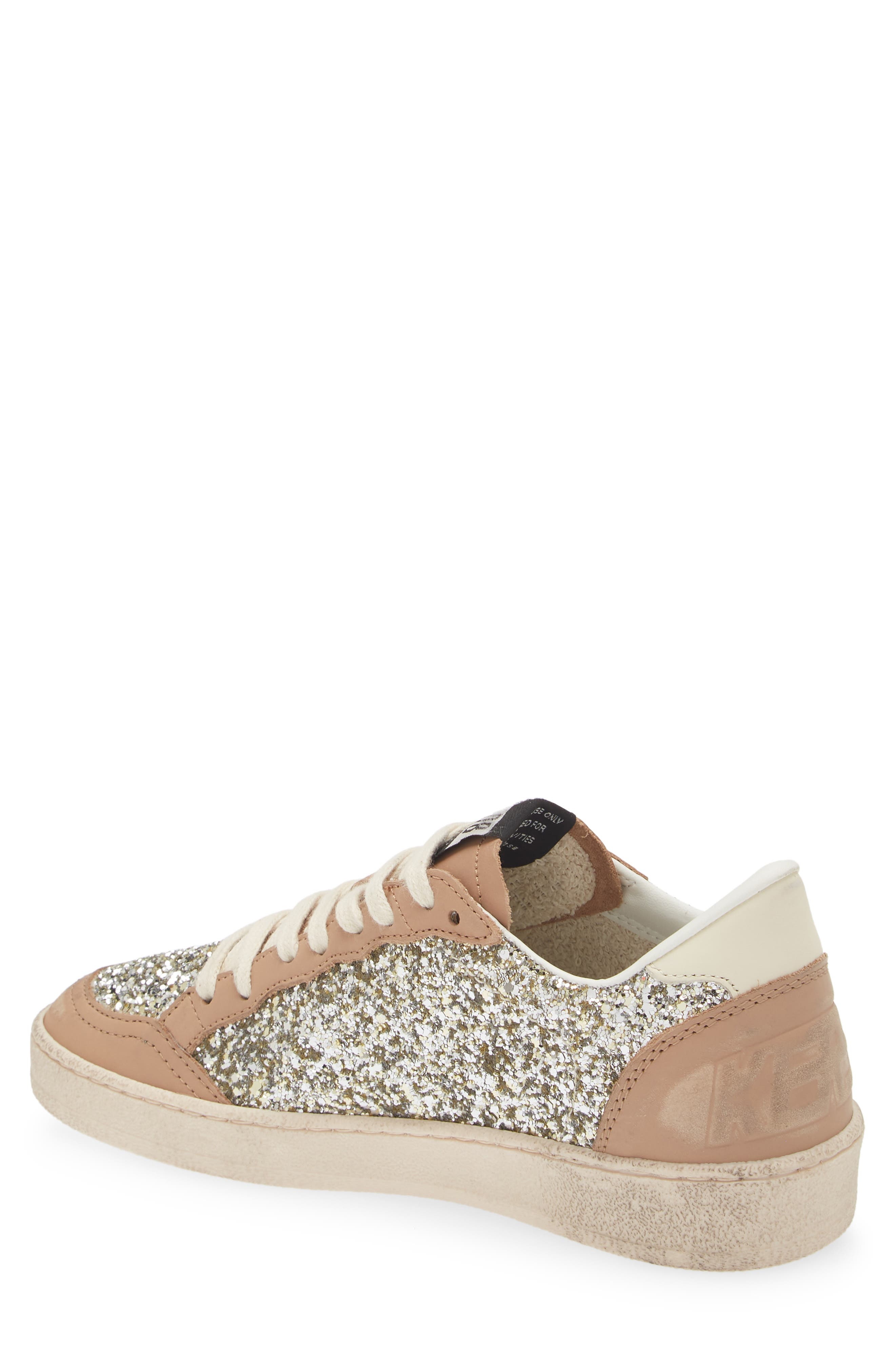 Golden Goose Ball Star Glitter Sneaker in Platinum/Beige at Nordstrom - 2