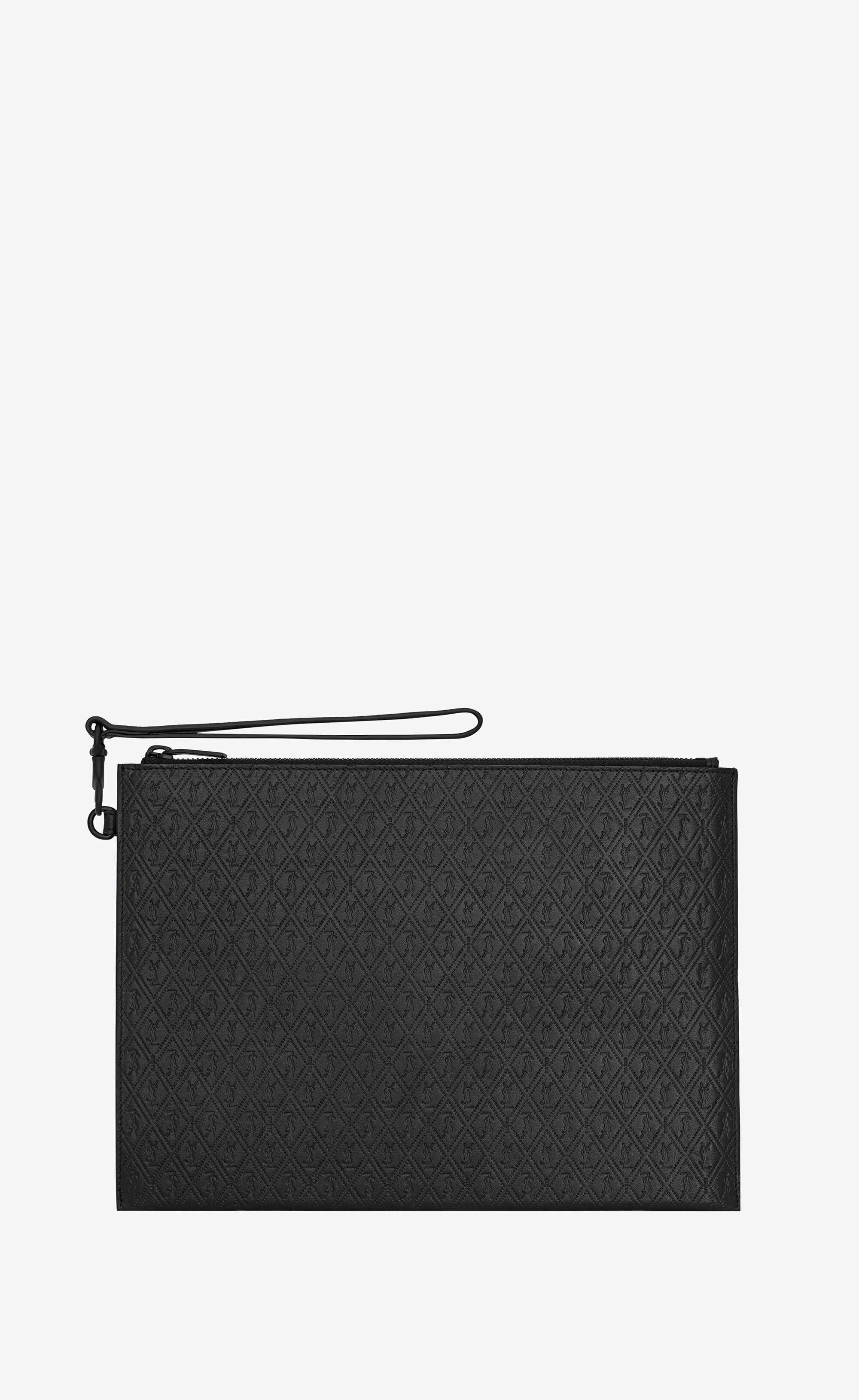 le monogramme zipped tablet holder in saint laurent embossed smooth leather - 1