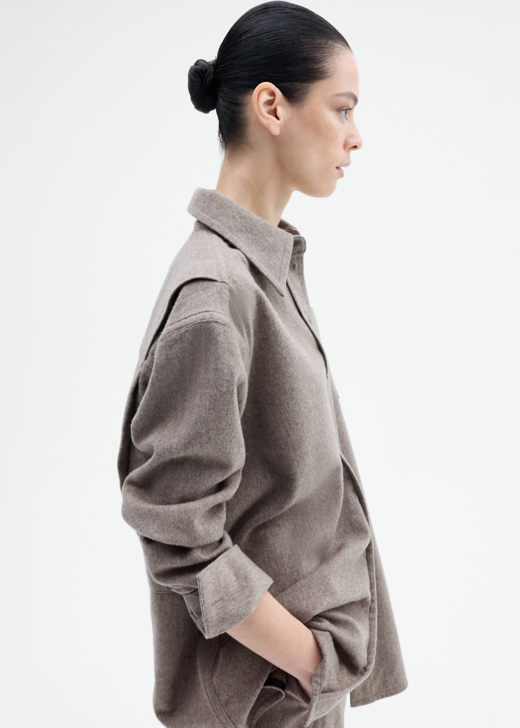 Tailored Flannel Shirt in Wool Cashmere - 4