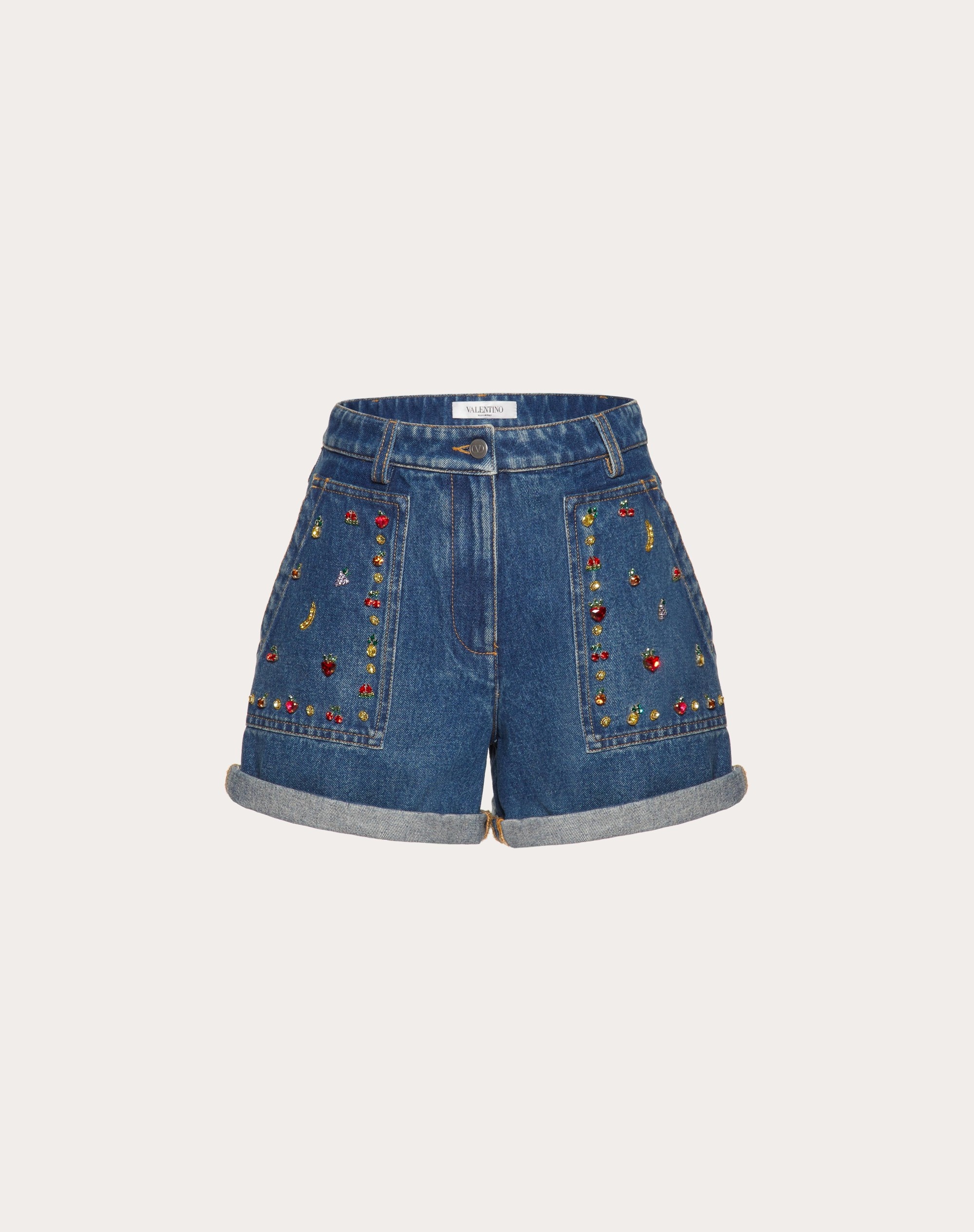 EMBROIDERED DENIM SHORTS - 1