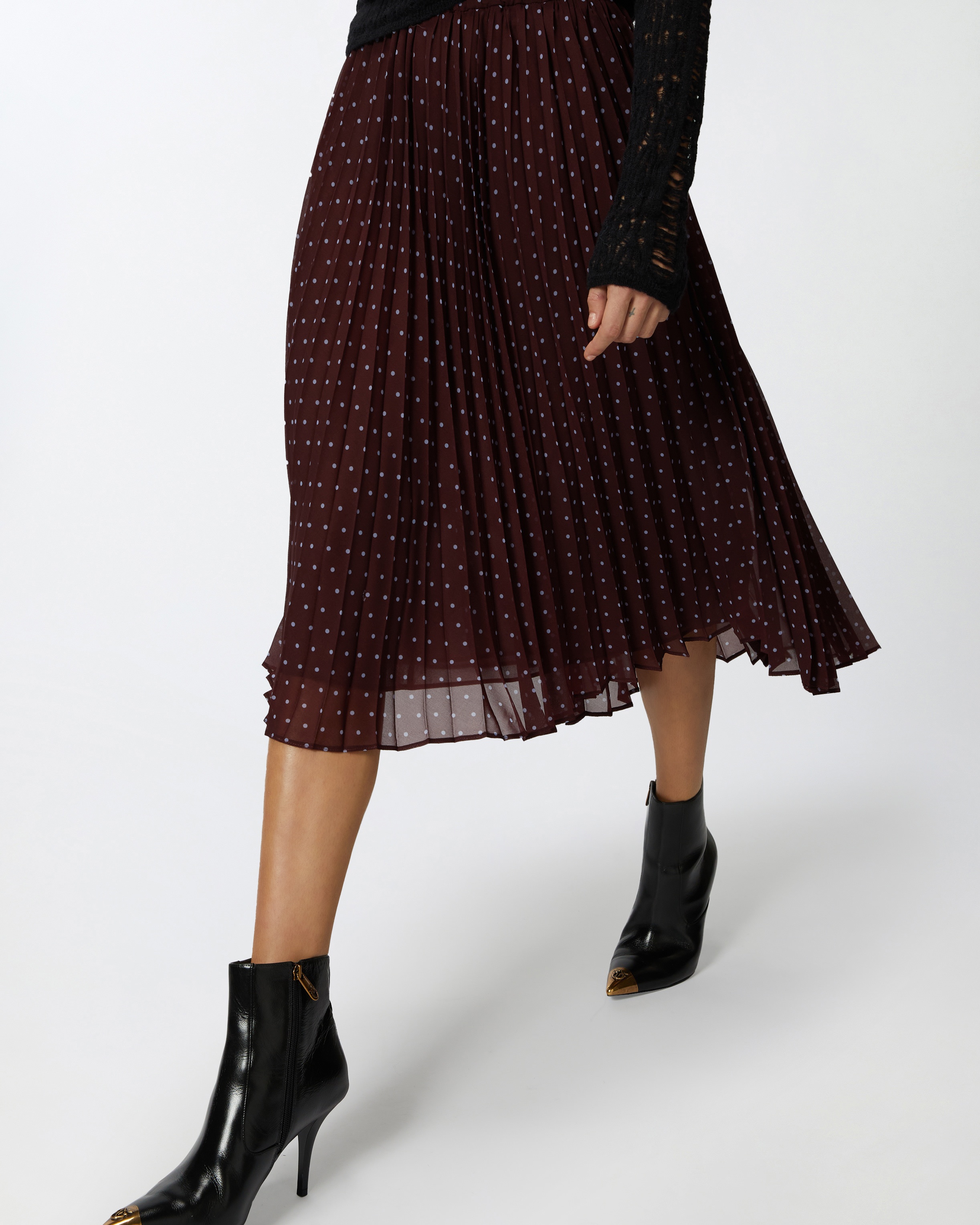 POLKA DOT-PRINT CHIFFON MIDI SKIRT - 5