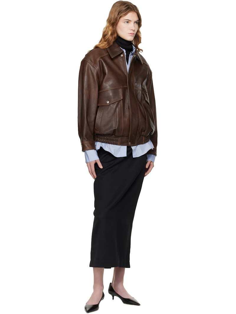Dunst Brown Oversized Vintage Leather Jacket outlook