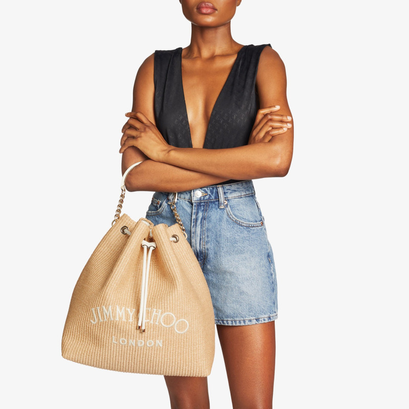 JIMMY CHOO Bon Bon Bucket Maxi
Natural Raffia and Smooth Leather Bucket Bag outlook